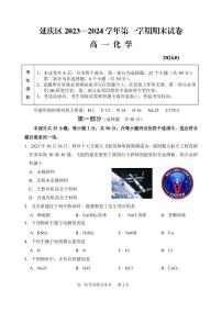 北京延庆区2023-2024高一上学期期末化学试卷及答案