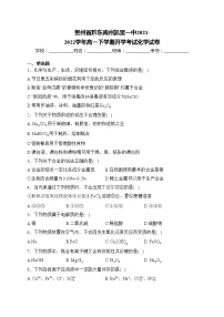 贵州省黔东南州凯里一中2021-2022学年高一下学期开学考试化学试卷(含答案)