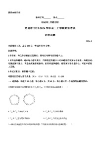 福建省龙岩市2023-2024学年高三上学期期末考试化学试题（word含答案）