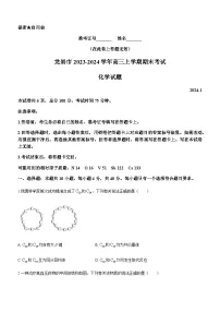 福建省龙岩市2023-2024学年高三上学期期末考试化学试题（word含答案）