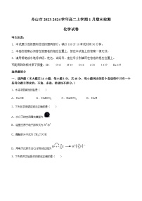 浙江省舟山市2023-2024学年高二上学期1月期末检测化学试题（含答案）