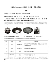 广东省梅州市2023-2024学年高一上学期1月期末考试化学试题（含答案）