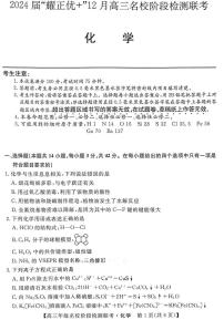 安徽省2024届“耀正优+”高三上学期名校12月期末化学试题