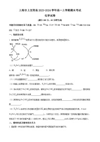 上海市上交附高2023-2024学年高一上学期期末考试化学试卷（原卷版+解析版）