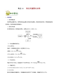 专题复习 高考化学 考点16 铁及其重要化合物  讲义