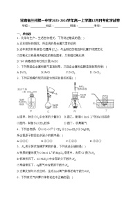 甘肃省兰州第一中学2023-2024学年高一上学期12月月考化学试卷(含答案)