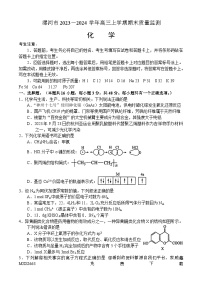 54，河南省漯河市2023-2024学年高三上学期期末质量监测化学试题(1)