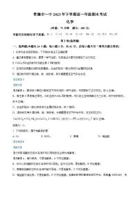 93，湖南省常德市第一中学2023-2024学年高一上学期期末考试化学试题