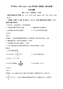 103，湖北省武汉市华中师范大学第一附属中学2023-2024学年高一上学期1月期末化学试题