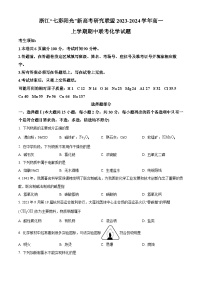 浙江省“七彩阳光”新高考研究联盟2023-2024学年高一上学期期中化学试卷 （解析版）