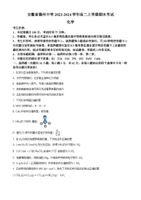 安徽省滁州中学2023-2024学年高二上学期期末测试化学试卷（Word版附解析）
