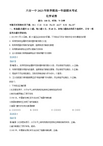2024六安一中高一上学期期末考试化学含解析