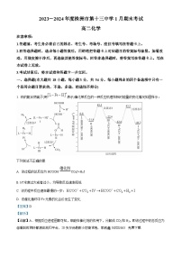 62，湖南省株洲市第十三中学2023-2024学年高二上学期1月期末考试化学试题