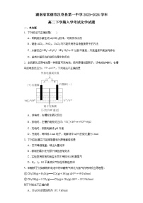 湖南省常德市汉寿县第一中学2023-2024学年高二下学期开学化学试题