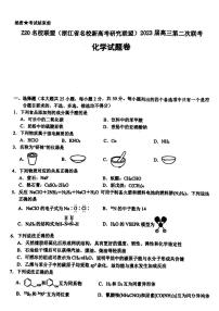 Z20 名校联盟（浙江省名校新高考研究联盟）2023 届高三第二次联考化学试题及答案