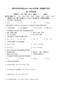 湖南省郴州市明星高级中学2023-2024学年高一上学期期中考试化学试题(无答案)