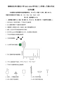 湖南省长沙市雅礼中学2023-2024学年高三上学期1月期末化学试卷（Word版附解析）