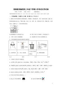 2024长沙周南教育集团高二下学期入学考试化学PDF版含答案（可编辑）