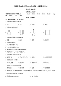 浙江省宁波市荣安实验中学2023-2024学年高一上学期期中考试化学试卷（原卷版+解析版）