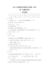 内蒙古包头市2024届高三第一次模拟考试化学答案