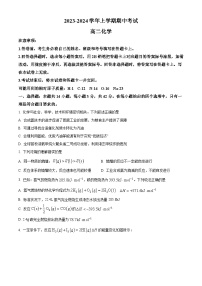 安徽省淮北市树人高级中学2023-2024学年上学期高二11月期中考试化学试题（原卷版+解析版）