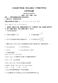 2024省大庆实验中学实验二部高一下学期开学考试化学含答案