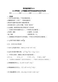 贵州省安顺市2023-2024学年高一上学期期末教学质量监测考试化学试卷(含答案)