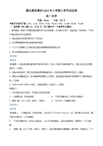 湖南省长沙市雅礼中学2023-2024学年高一下学期入学考试化学试卷（Word版附解析）