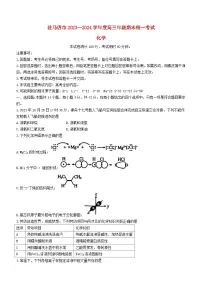 河南省驻马店市2024届高三化学上学期期末考试