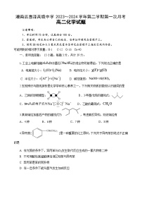 江苏省连云港市灌南惠泽高级中学2023-2024学年高二下学期第一次月考化学试题（含答案）