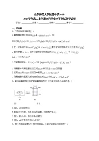 山东师范大学附属中学2023-2024学年高二上学期10月学业水平测试化学试卷(含答案)