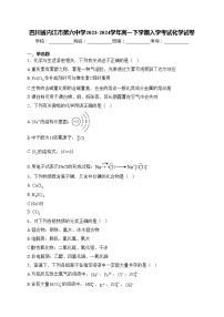 四川省内江市第六中学2023-2024学年高一下学期入学考试化学试卷(含答案)