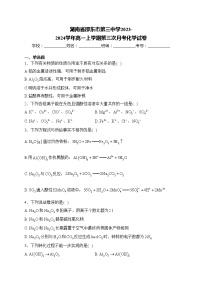 湖南省邵东市第三中学2023-2024学年高一上学期第三次月考化学试卷(含答案)