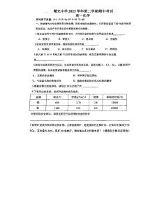 上海市奉贤区曙光中学2023-2024学年高一下学期期中考试+化学试题