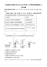 山东省泰安市新泰第一中学老校区（新泰中学）2023-2024学年高三下学期第二次模拟化学试题（原卷版+解析版）