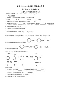 上海市嘉定区第二中学2023-2024学年高二下学期期中考试+化学学科试卷+(无答案)