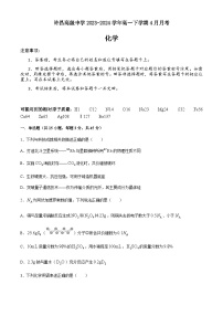 河南省许昌高级中学2023-2024学年高一下学期4月月考化学试题