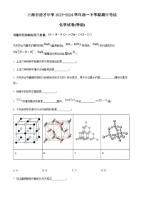 上海市进才中学2023-2024学年高一下学期期中考试化学试卷（等级）（原卷版+解析版）