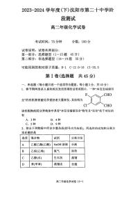 辽宁省沈阳市第二十中学2023-2024学年高二下学期4月阶段测试化学试题（PDF版含答案）