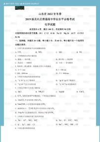 2022年山东省夏季普通高中学业水平合格考试化学试题&参考答案