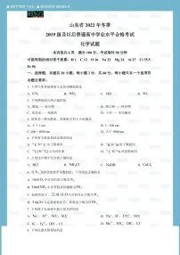2022年山东省夏季普通高中学业水平合格考试化学试题&参考答案