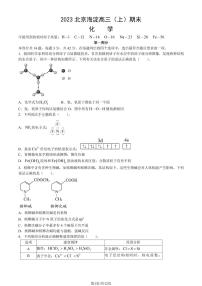 2023北京市海淀区高三上学期期末化学试卷及答案