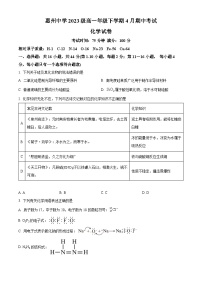 广东省惠州市惠州中学2023-2024学年高一下学期4月期中考试化学试题（原卷版+解析版）