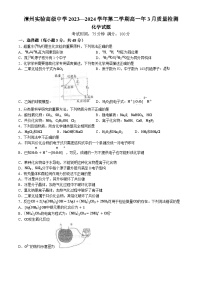 福建省漳州实验中学2023-2024学年高一下学期4月期中考试化学试题(无答案)