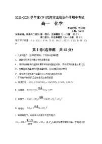 辽宁省沈阳市五校协作体2023-2024学年高一下学期5月期中联考化学试题