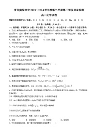 山东省青岛第十五中学2023-2024学年高一下学期期中考试化学试题