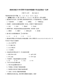 株洲市南方中学2023-2024学年高一下学期期中考试化学试卷