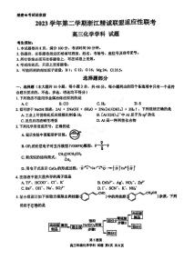 浙江省2023学年高三年级第二学期浙江精诚联盟适应性联考 化学试题