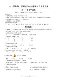 浙江卓越联盟2024年高一下学期5月期中化学试题+答案