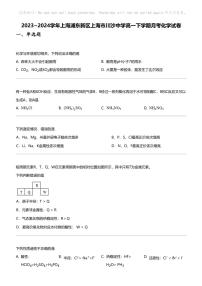 2023_2024学年上海浦东新区上海市川沙中学高一下学期月考化学试卷